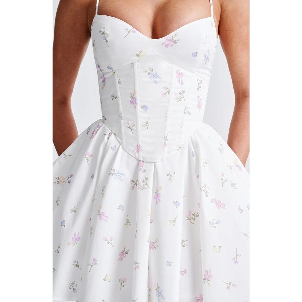 NWT Babyboo Analeigh White Multi Floral Corset Fit & Flare Mini Dress Size Small - Picture 8 of 16